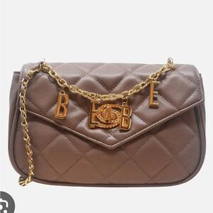 NWT Bebe Wyatt V-Flap Shoulder Bag - Taupe